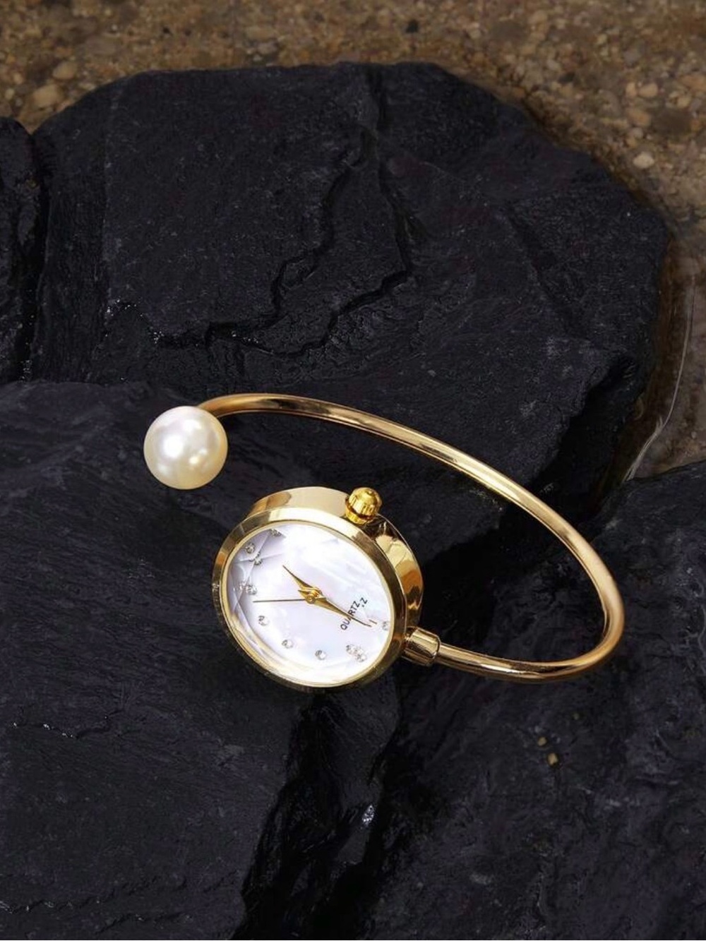 Gold Pearl Women's Bangle Watch - Picture 3 of 5